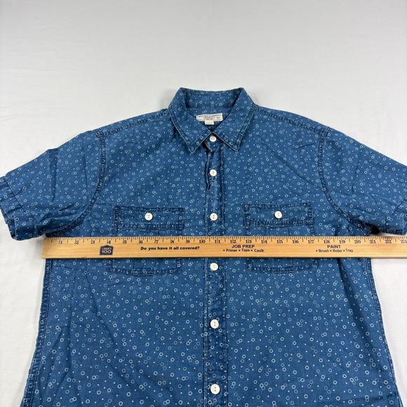 Wallace & Barnes Shirt Mens Medium Blue Chambray Dotted Button Up Camp Casual - Picture 4 of 9